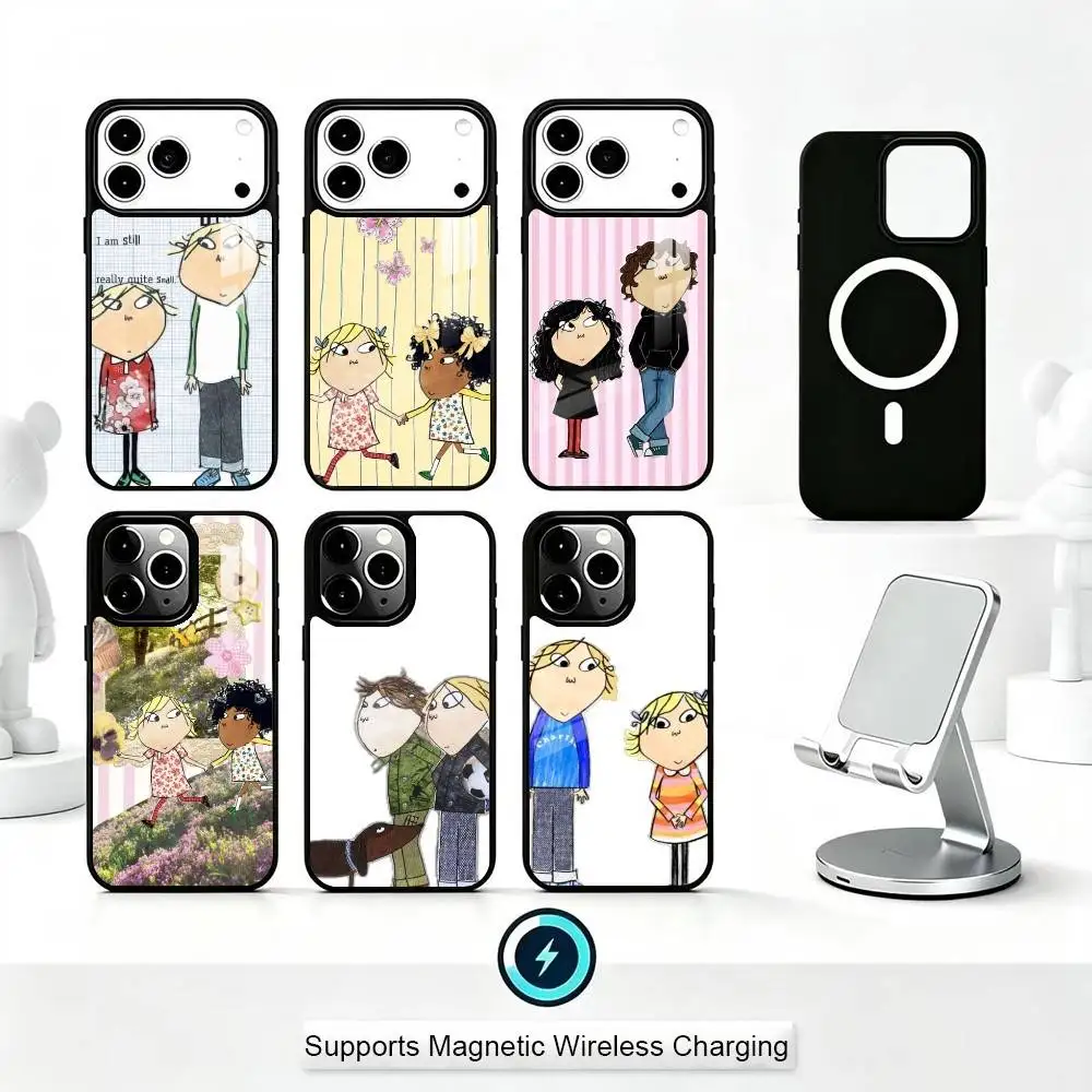 

Fabric Charlie and Lola Cartoon Phone Case For iPhone17,16,15,14,13,12,11 Plus,Pro Allows magnetic wireless charging