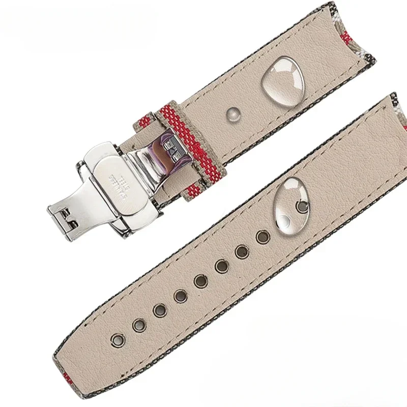 Pulseiras de relógio em nylon para homens, alta densidade, couro genuíno listrado, Burberry Bu7600 7680, 22mm, acessórios