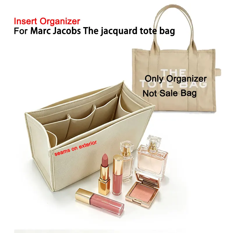 Felt Bag Organizer Insert For Marc Jacobs The Tote Bag , Inner Liner Purse Organiser, Cosmetic Storage Divider Shaper Pouch