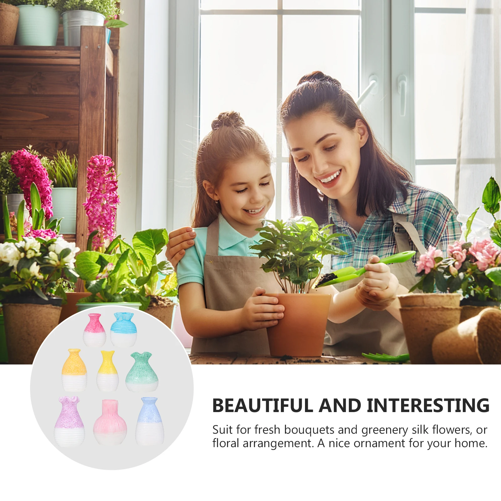 

8 шт., смоляная ваза для цветов, мини-ваза, ремесло для украшения дома, украшение для рабочего стола, микропейзаж, украшение, декор дома, маленькая смола