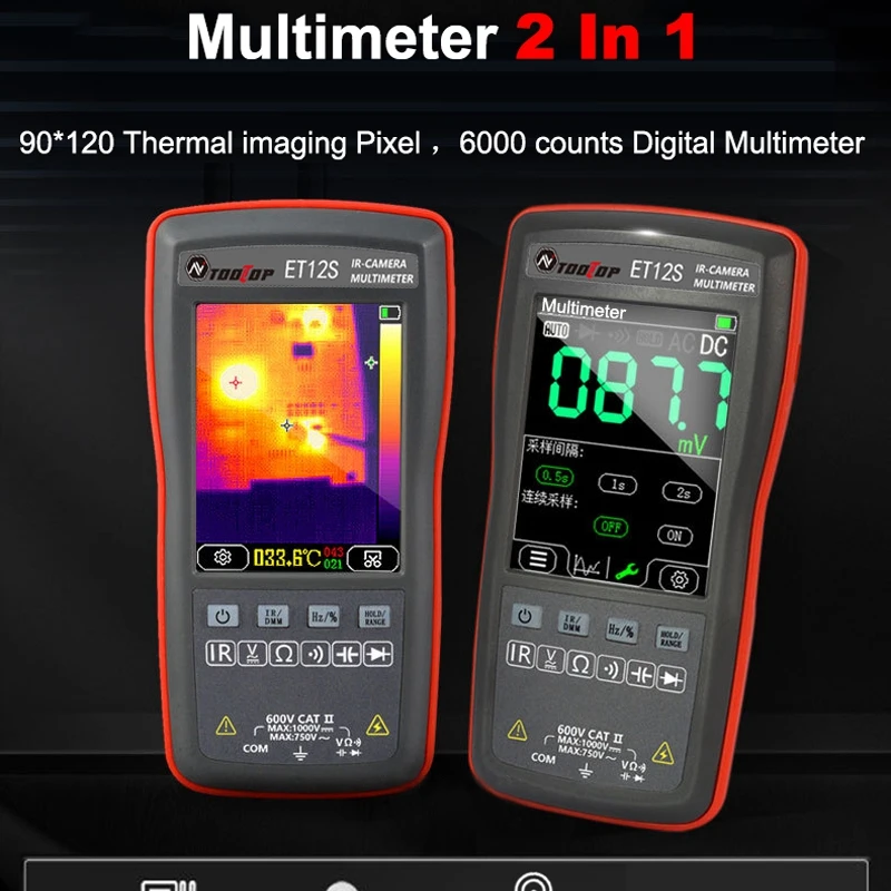 

2.8" Touch Screen IR Camera Multimeter Digital Thermal Imaging Multimetro Meter USB Data Chart Record PC Analysis Thermal Imager