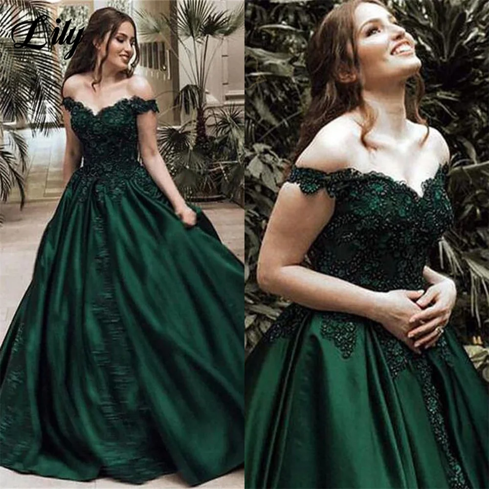 Lily-vestido de graduación con hombros descubiertos, apliques de encaje, vestido de noche de boda, vestido de noche teñido, vestidos formales de mujer, vestidos de noche