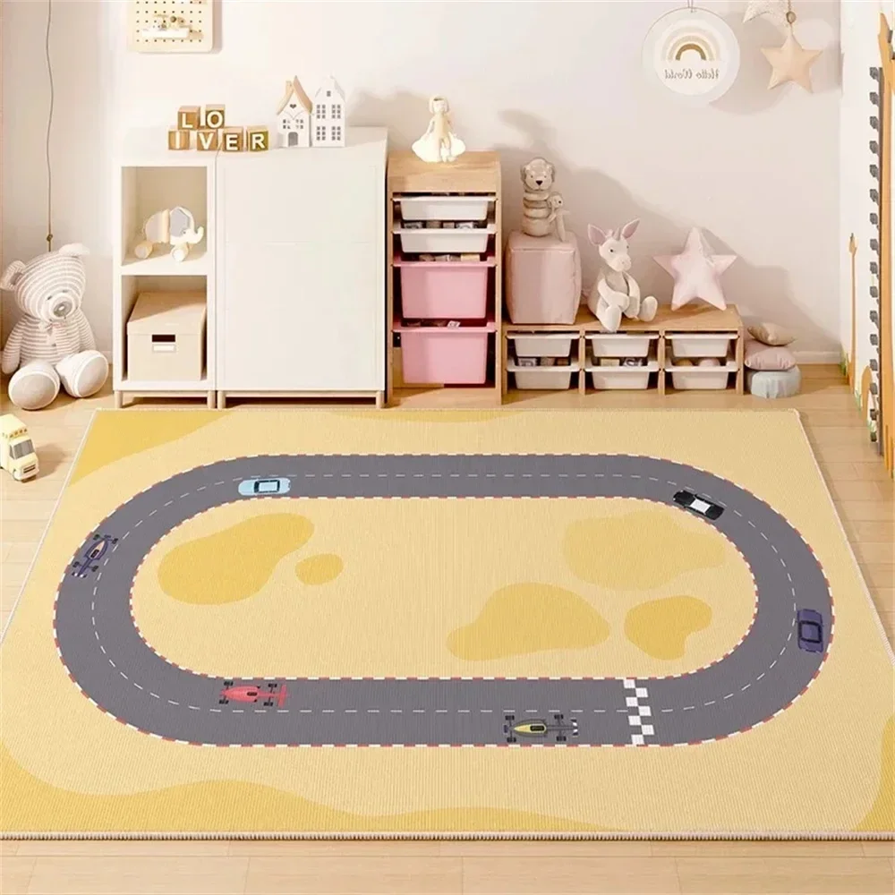 Children's Room Play Area Carpet Living Room Bedroom Children's Car track Digital puzzle game mat Baby play crawl mat view 2