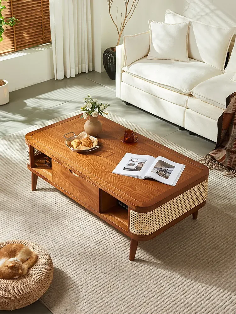 living room small apartment practical simple ash wood Japanese combin ation furniture walnut