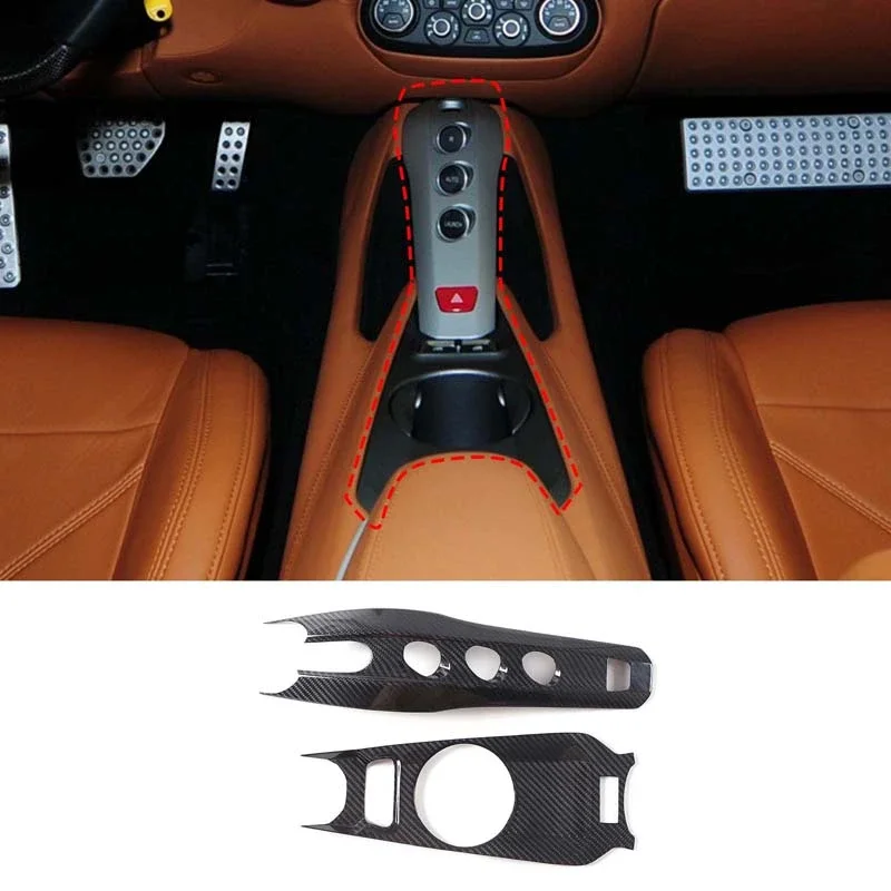 For Ferrari F12 Berlinetta 2013 Real Carbon Fiber Car Central Control Shift Water Cup Holder Panel Cover Trim Car Accessories