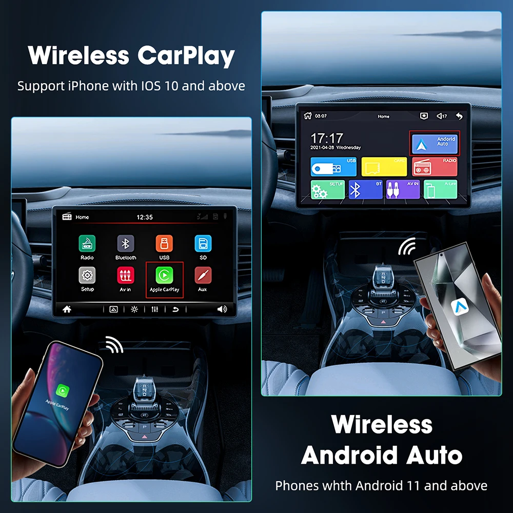 Imagem -03 - Adaptador Carplay sem Fio para Toyota Mazda Chevrolet Ford Hyundai Auto Mini Box Dongle com Fio Android em 1