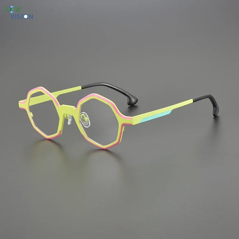 Pure Titanium Retro Men and Women Dual Color Eyeglass Frame Round Personalized Optical Glasses Customizable Prescription Eyewear