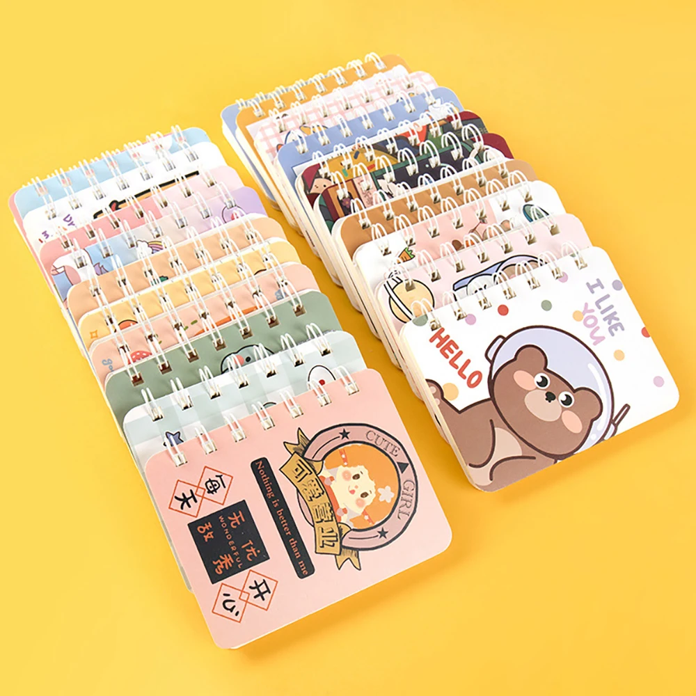 Cartoon A7 80Sheets Coil Book Pocket Mini Notebook Diary Portable Office Notepad Daily Weekly Planner Student School Supplies