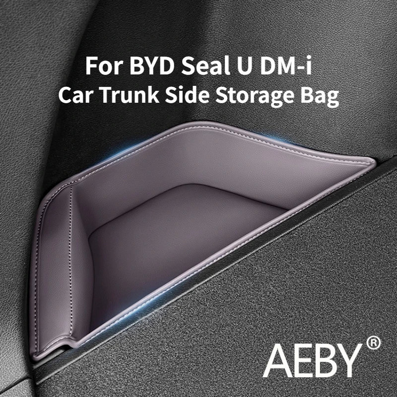 

AEBY For BYD Seal U DM-i 2020-2025 Car Trunk Side Storage Bag, Leather Organizer Cargo Panel Pockets Anti-Scratch Protection