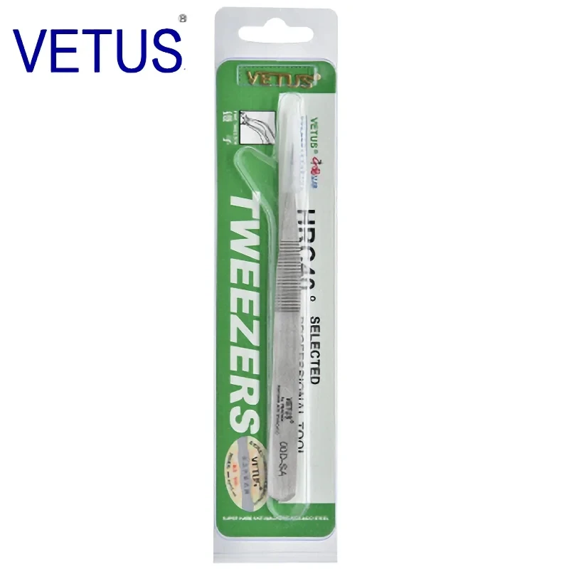 100% Original VETUS 00D-SA Tweezers for Eyelash Extension High Precision Anti Static ESD Pincers Non-slip Design Makeup Tool