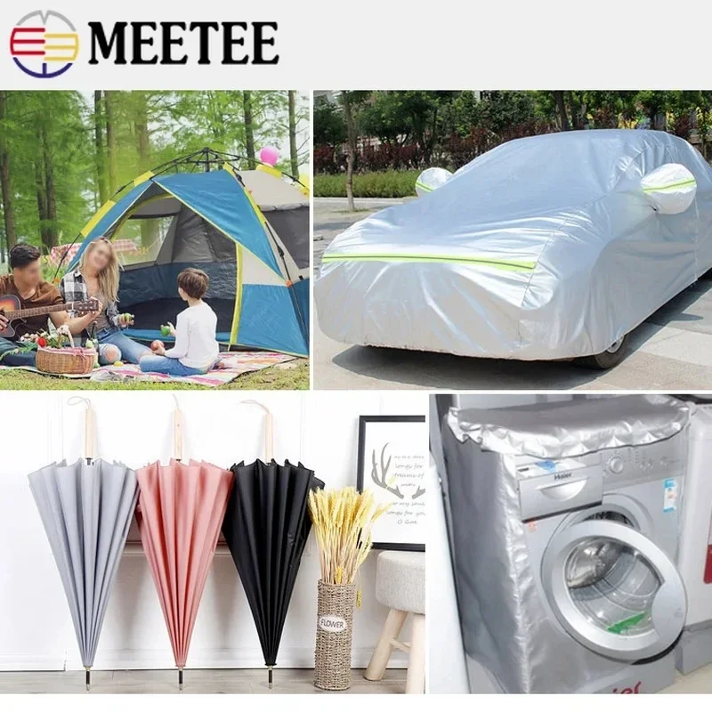 Meetee 100*148cm Waterproof Ripstop Fabric 190T Silver-coated Sunscreen Sunshade Umbrella Cloth Outdoor Tent Material By Meter