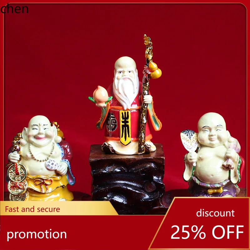 

H1 Chinese-style alloy enamel craft ornaments featuring the God of Fortune, Fortune, and Longevity, decorative gift
