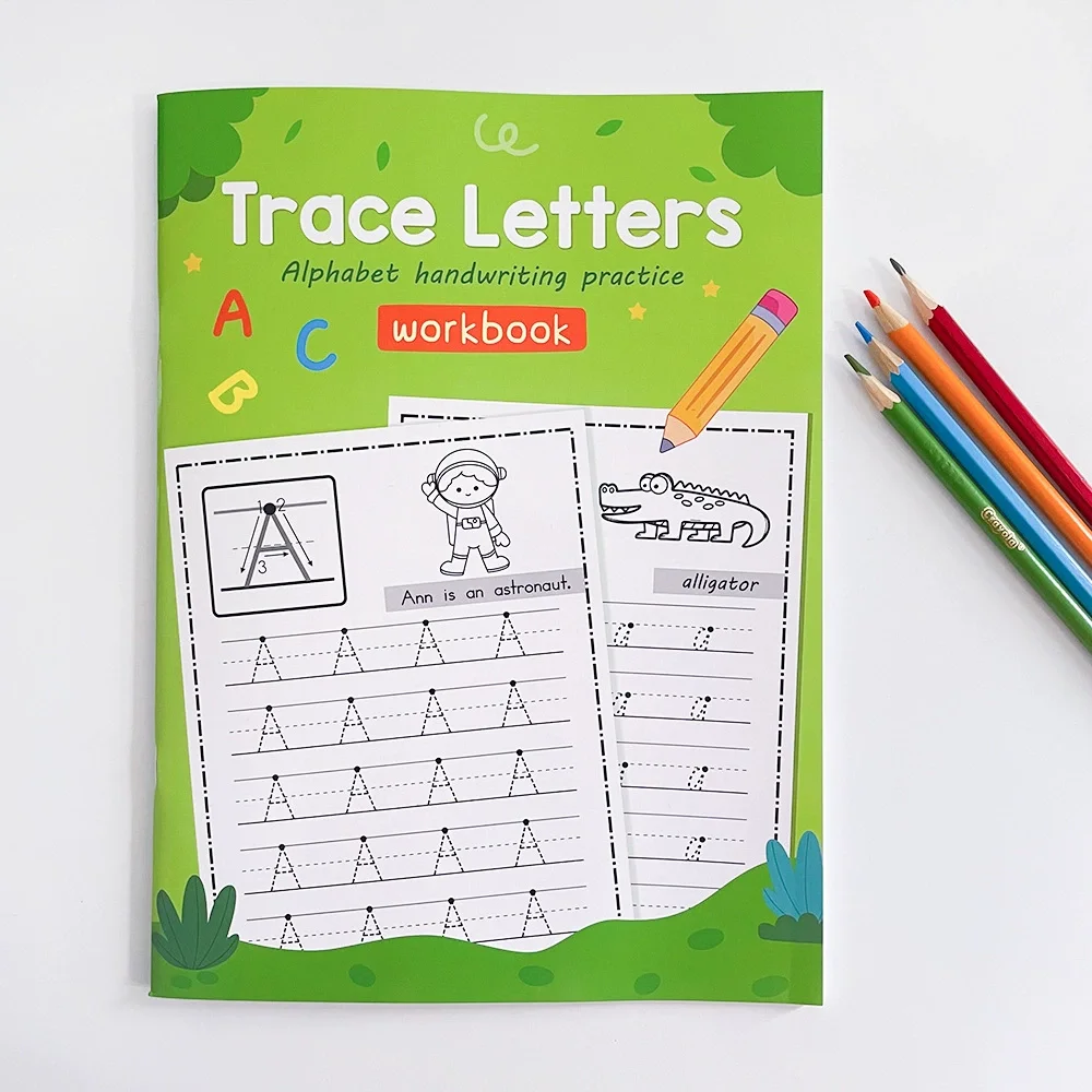 Letters A-Z Alphabet Early Education Tracing Workbook Writing Exercise Handwritting Practice Worksheets Trace Letters