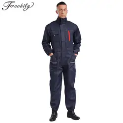 Mens Work Overall Uniform Reflective Stripes Working Coveralls Jumpsuits Welding Suit Car Repair Workshop Mechanic Work Clothes