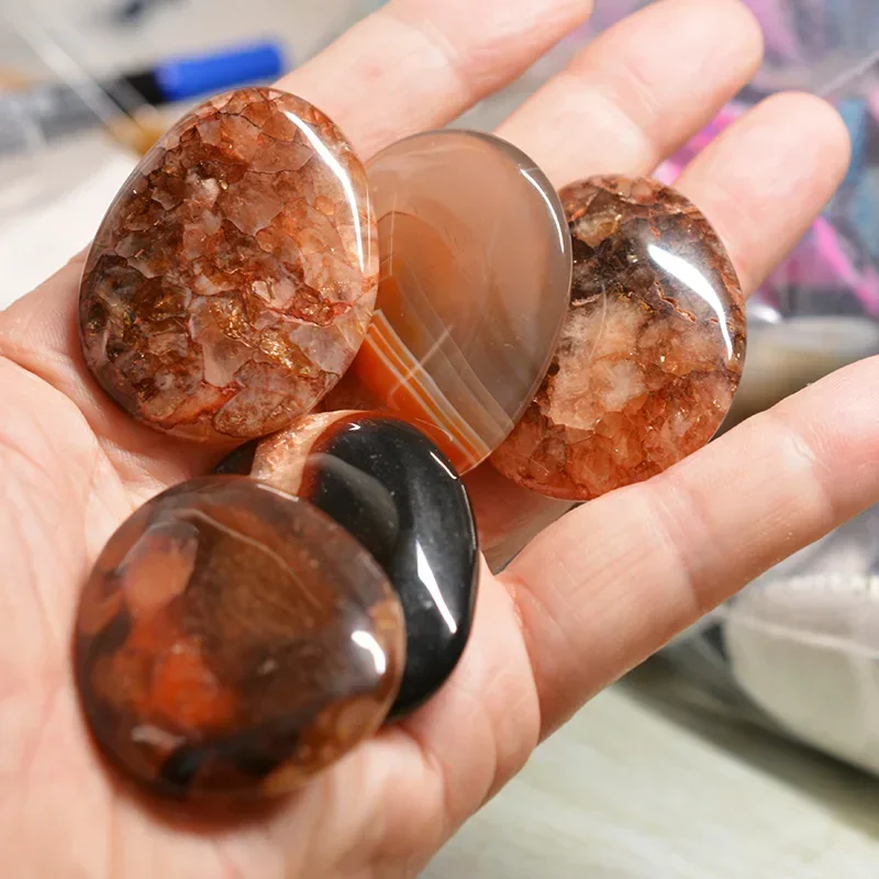 1Pc Fashion color natural agate pendant Oval non-porous agate accessories DIY supplies suitable for necklaces 35mmx45mm