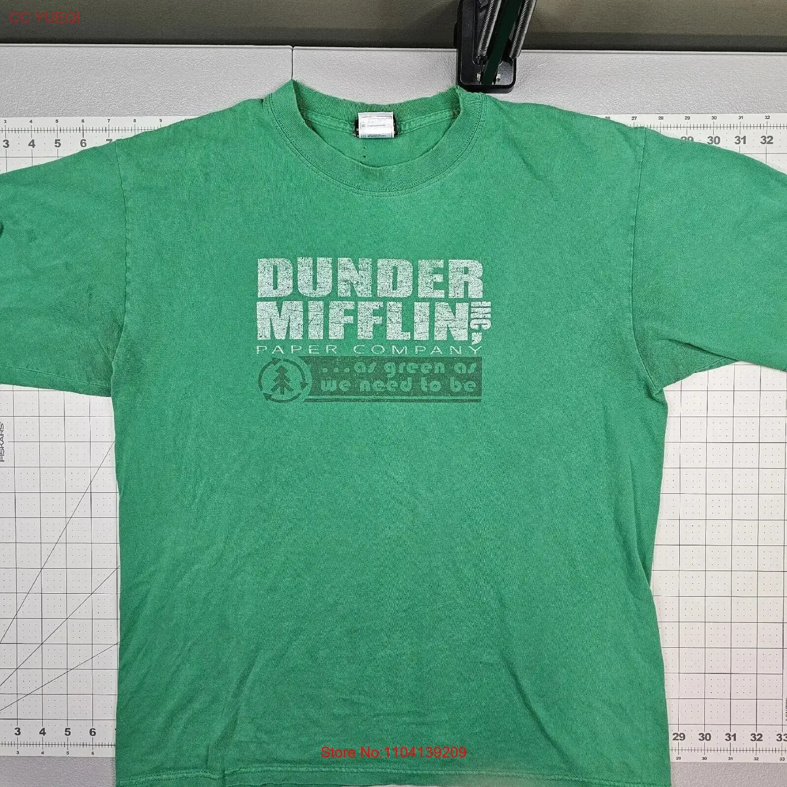 Vintage The Office Mens T Shirt Green Large Y2K Streetwear Dunder Mifflin Comedy vintage Washed Unisex homme streetwear