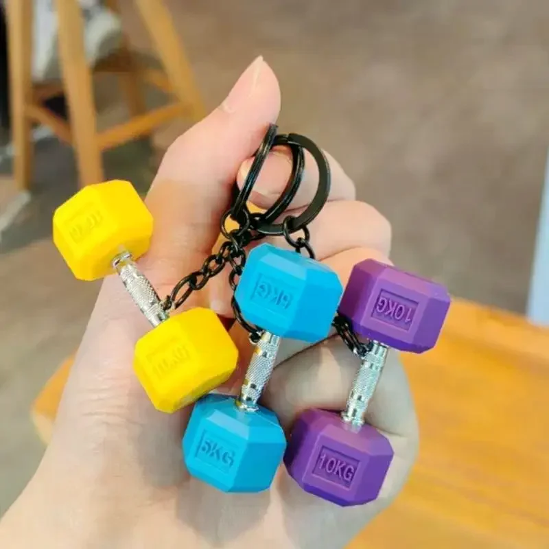 Novelty Silicone Barbell Keychain; Considerate Gym-Related Presents for Fitness Buffs As Car Key Pendant or Backpack Accessory.