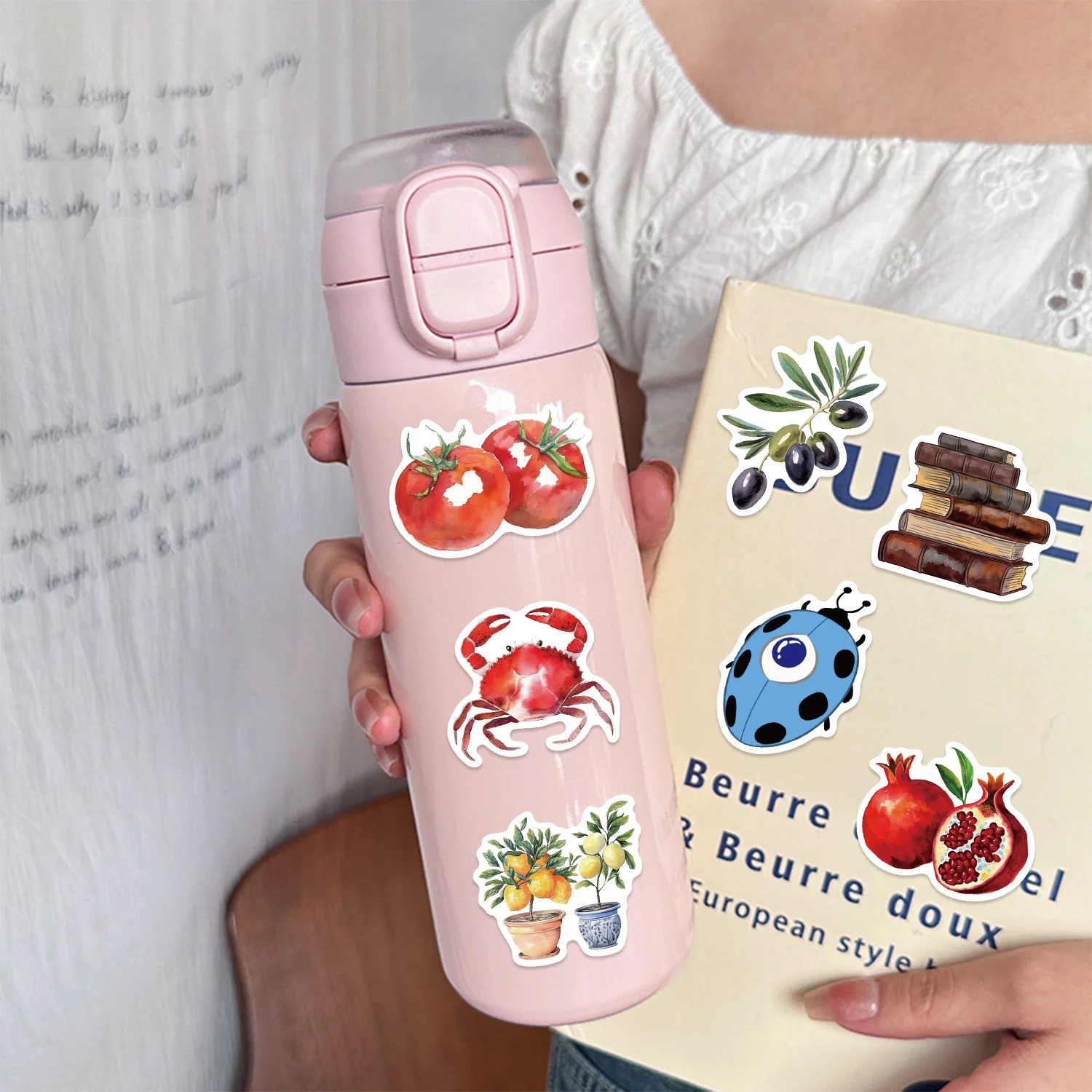 50 STKS Cartoon Meduterranean Tomaat Sticker Gepersonaliseerde Creatieve DIY Plakboek Glazen Doos Boekenplank Waterdichte Sticker Speelgoed