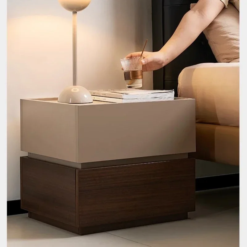 Stable Solid wood paint-free board bedside table household bedroom small bedside storage cabinet sturdy and durable
