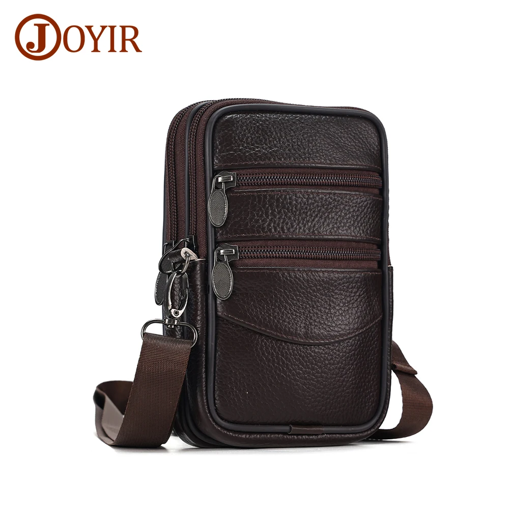 

JOYIR Men Genuine Leather Travel Fanny Pack Casual Shoulder Crossbody Bags for Male Waist Bags Sling Bag Satchel Bag