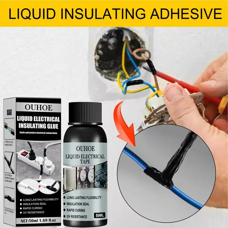 50ml electrical sealant Tape Fast Drying No Corrosion Insulating Electrical Tape Glue Waterproof Anti UV Cable Repair Liquid