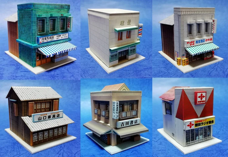 1:150 N-Scale Japanese Building Diorama 3D Paper Model Scene DIY Handmade Ornaments 12 Showa huts