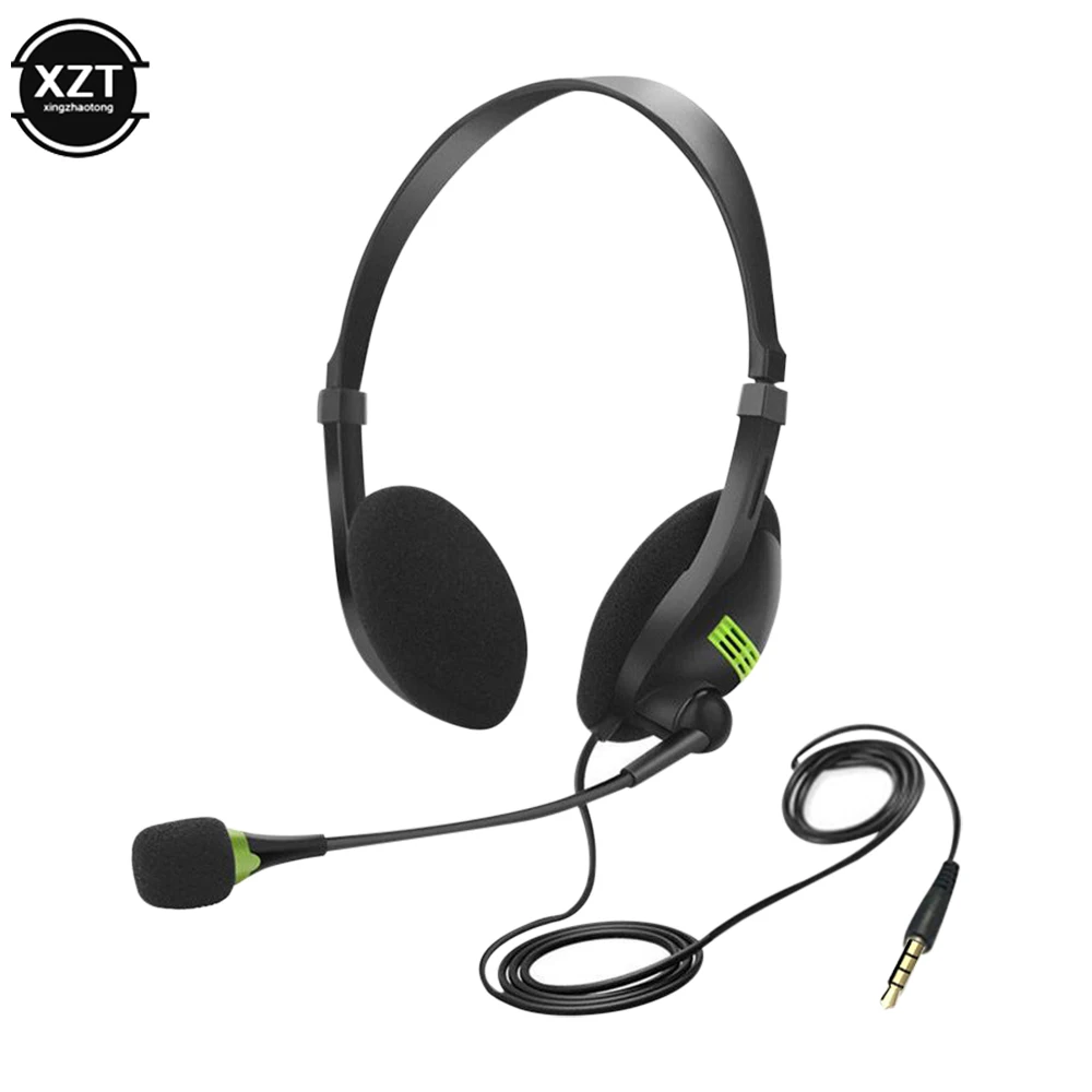 3.5mm Noise Cancelling Wired Headphones Microphone Universal Headset With Microphone For PC /Laptop/Computer Adjustable Volume