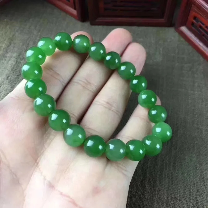 

Браслет Хотан, зеленые бусины, без черных пятен, нефритовые украшения