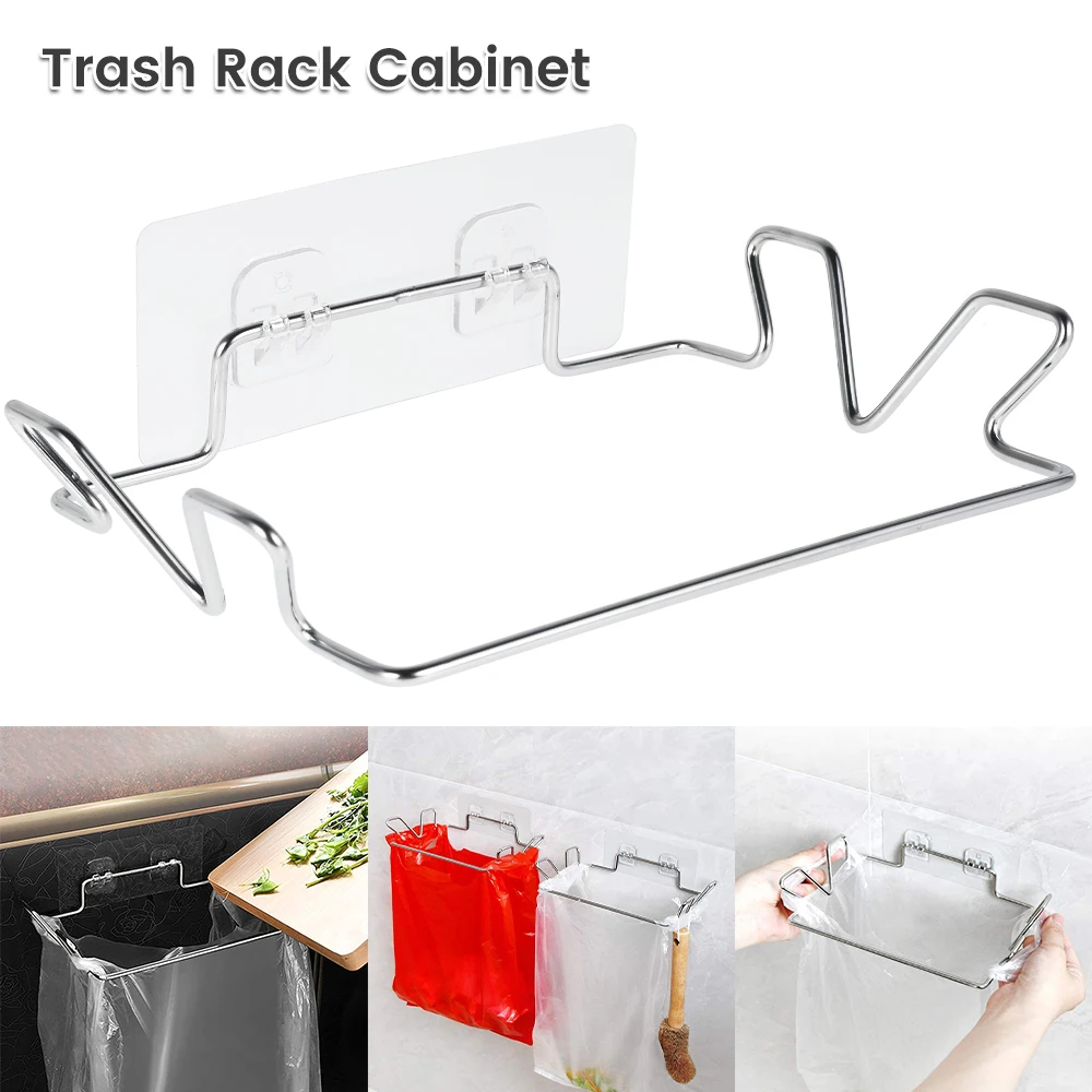 Edelstahl Hängen Müll Taschen Lagerung Organizer Rack Schrank Tür Müll Taschen Lagerung Halter Paste Küche Zubehör