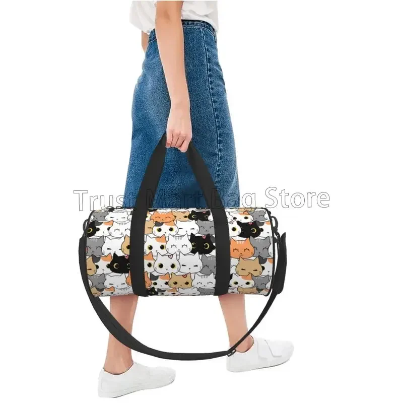 Gatos bonitos gatinho padrão mochila para meninas meninos mulheres esporte ginásio saco à prova dwaterproof água durante a noite fim de semana sacolas para viagens