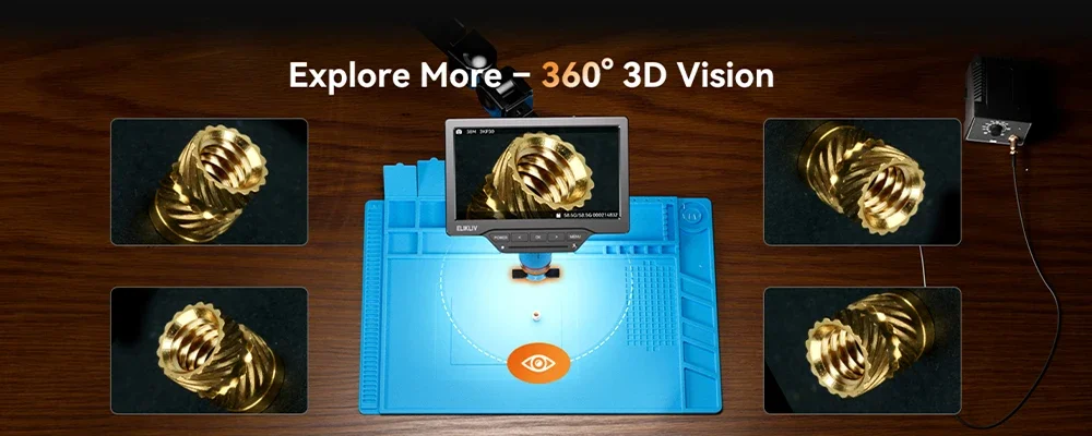 Elikliv EM3K-3D Max 10,1' 3D-Digitalmikroskop mit magnetischer Doppellinse, HDMI 3K, Löt-Mikroskop für Elektronik mit flexiblem Arm – Detail 3