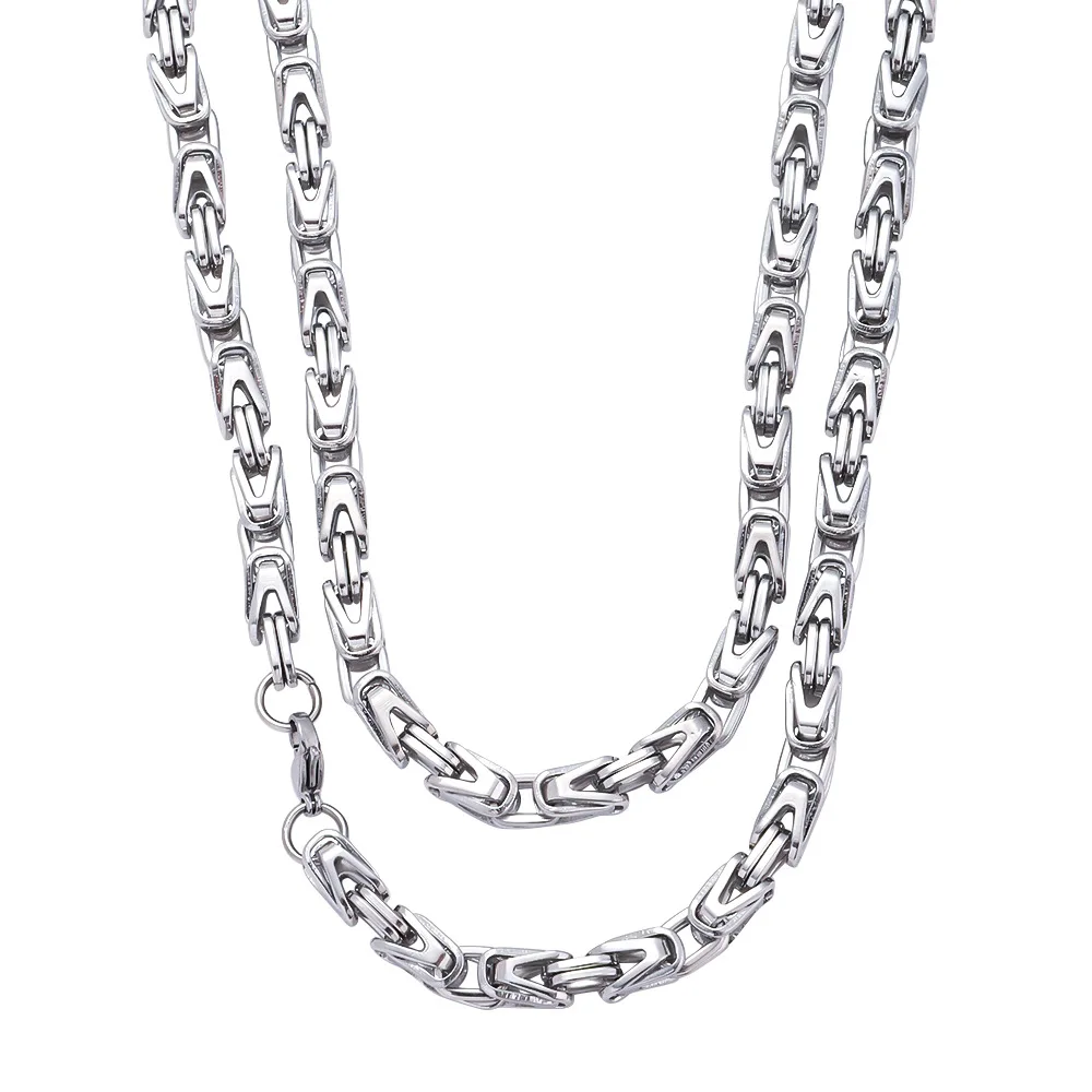 4mm Edelstahl Byzantinische Kette Halskette Hip Hop Silber Farbe Männer Halskette Vintage Party Schmuck Trendy Zubehör