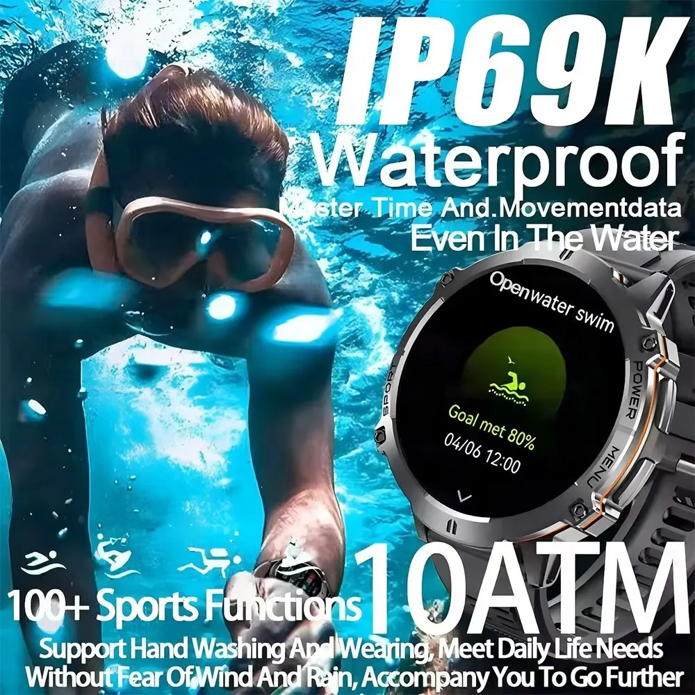 2025 New Military Sports Smart Watch Men Outdoor GPS Compass Built-in Dual-Band GNSS Altimeter 10ATM Bluetooth Call Capability