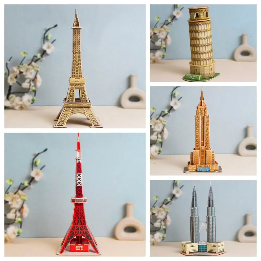 Modelo de edificios de fama mundial de papel, casa, modelo de ensamblaje, decoraciones de escritorio, la Torre Eiffel, juguetes de construcciones 3D DIY