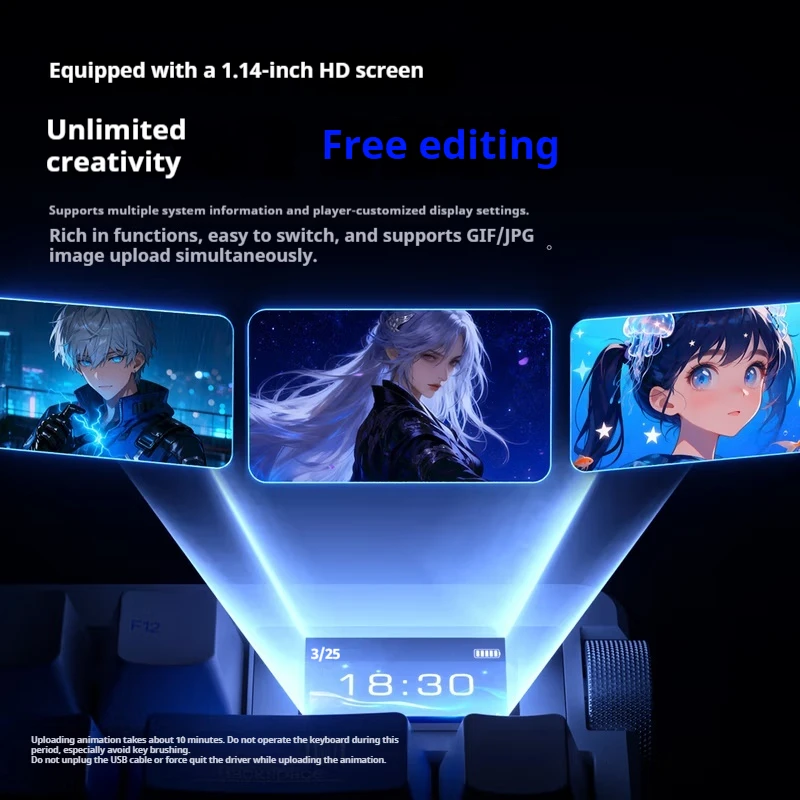 AULA NOVA75 MAX لوحة المفاتيح الميكانيكية اللاسلكية ثلاثي الوضع 1.14 بوصة شاشة ملونة ذكية 10000mAh طوقا لوحات مفاتيح ألعاب الكمبيوتر