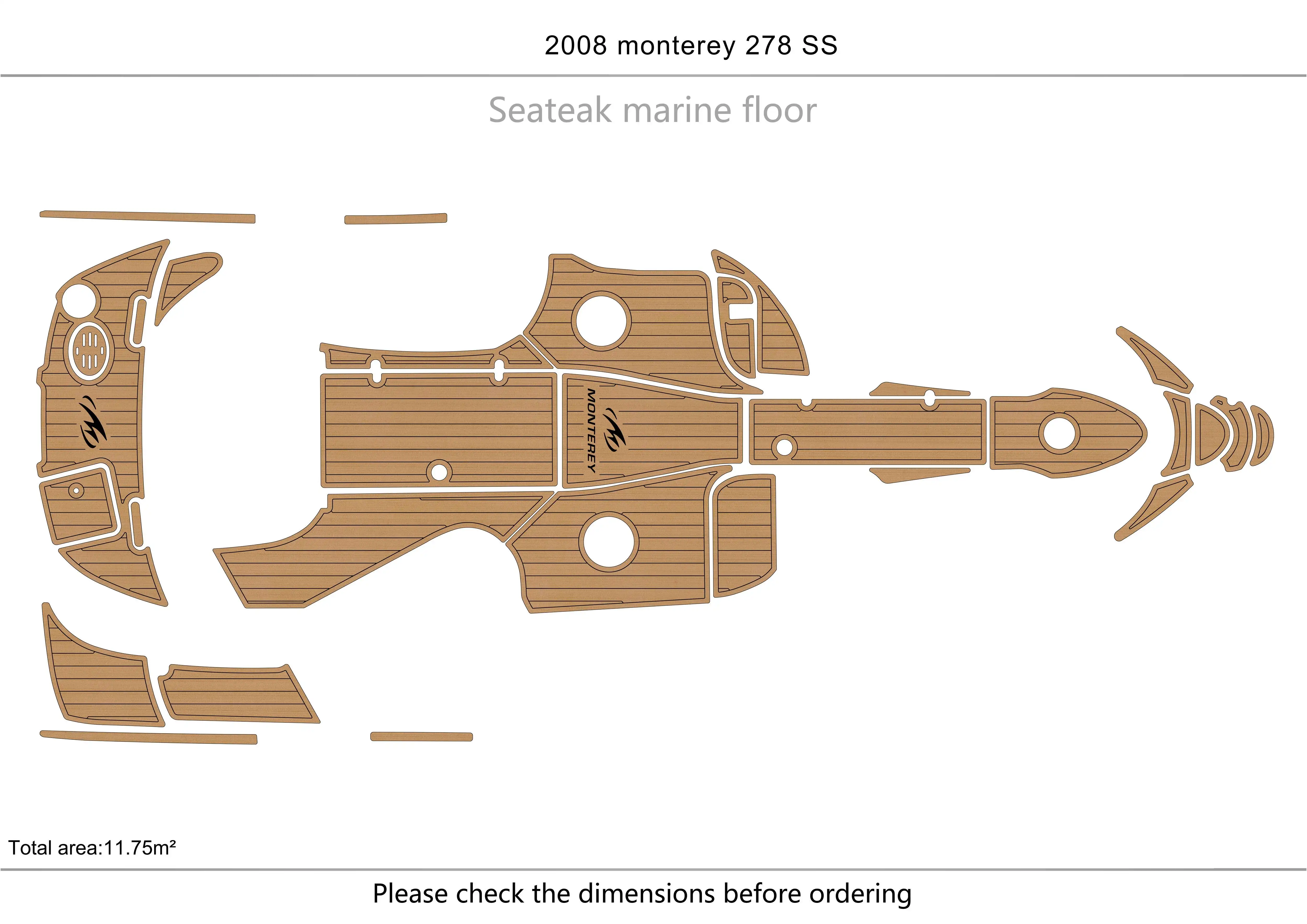 

2008 Monterey 278 SS Cockpit 1/4" 6mm EVA fAUX carpet Water Ski Yacht Fishing Boat Non-slip mat floor