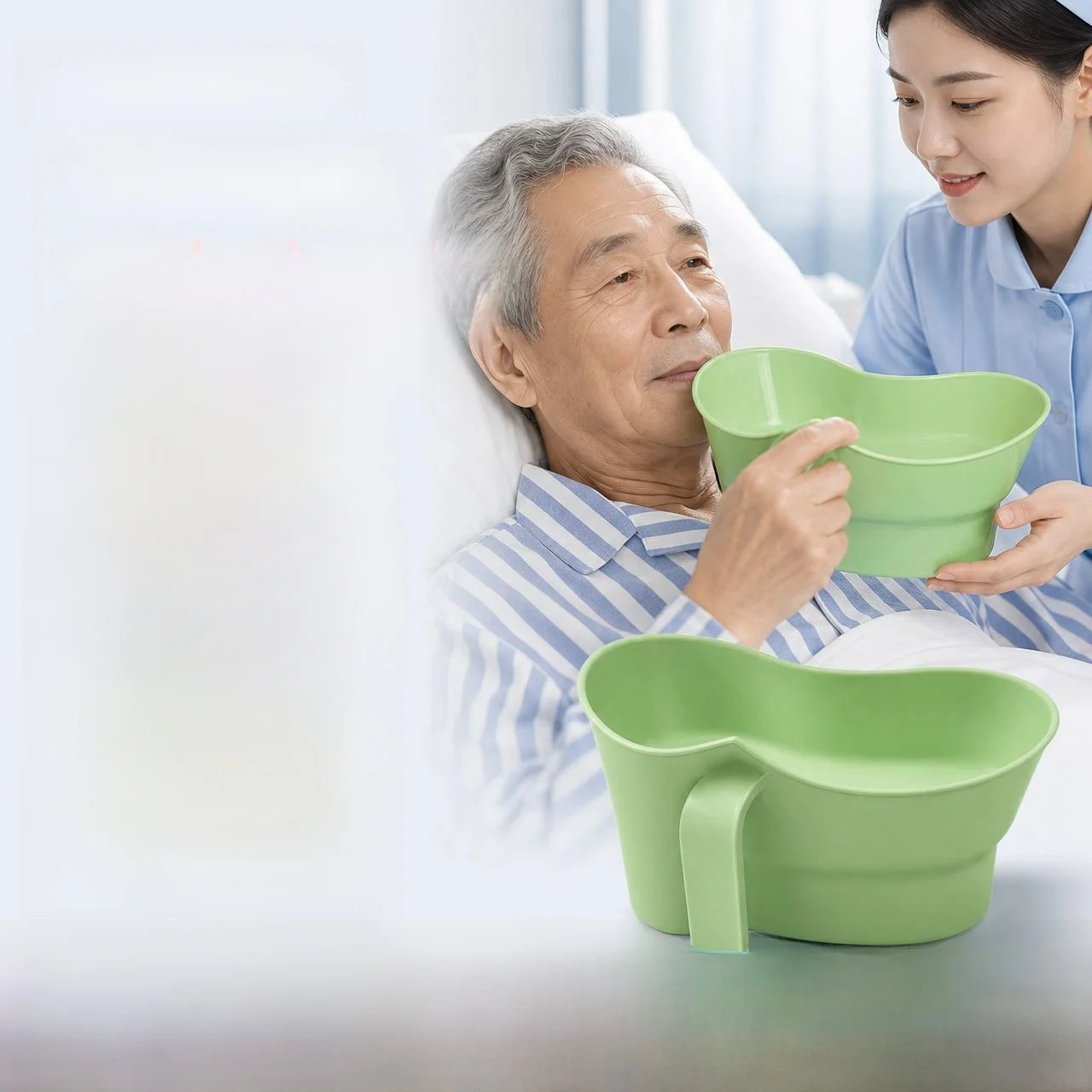 入院高齢者用ベッドサイド洗浄カップ-口腔衛生用吐き出しカップ-介護用プラスチック製水飲みカップ-寝たきり患者用
