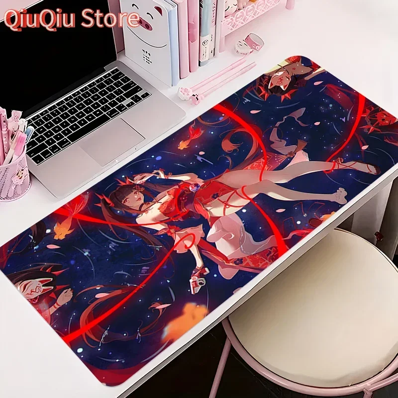 

Коврик для мыши, аксессуары для офисного ПК, коврик для клавиатуры, аниме-узор H-honkai Star Rail, блестящий противоскользящий резиновый коврик для мыши, геймерский настольный коврик