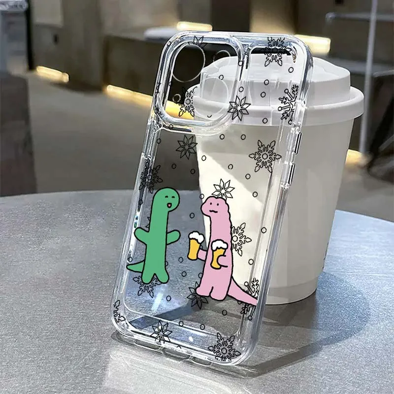 

Cartoon dinosaur monkey For Apple iPhone 17 16e 16 15 14 13 12 11 Pro Max Plus Mini TPU Soft Transparent Phone Case