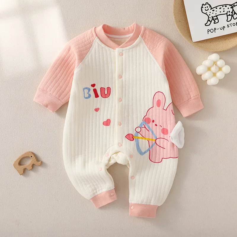 Baby Girls Clothes  Warm One-piece Clothespin Cotton Underwear Newborn Clothes Spring and Autumn Korean Reviews Many Clothes