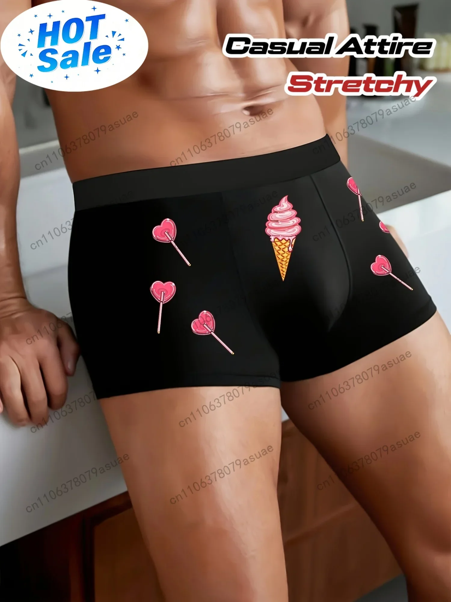 Men'S Ice Cream & Candy Print Boxer Briefs - Stretchy Comfort Fit Black with Colorful Sprinkles Design Casual & Casual Attire