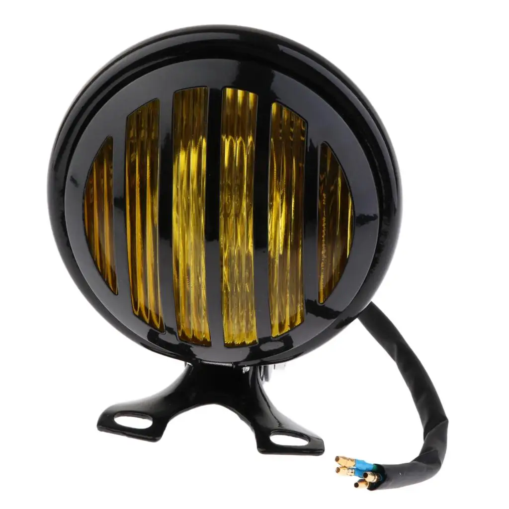 Mesh Grill Headlight 6 Inch Bottom Mount High/Low Beam Lamp for Chopper Bobber