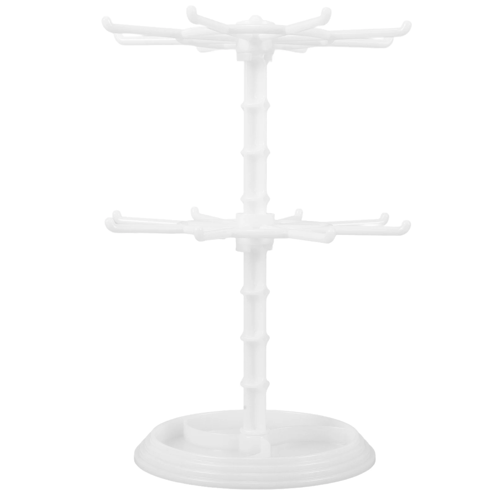 

2 Tier Rotating Jewelry Stand White Earring Holder Organizer For Bracelets Necklaces Rings Space Saving Earring Display Stands