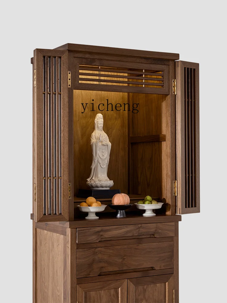 

ZYA Buddha Cabinet Worship Table Home Modern Simple Black Walnut Wood Standing Cabinet desk decoration