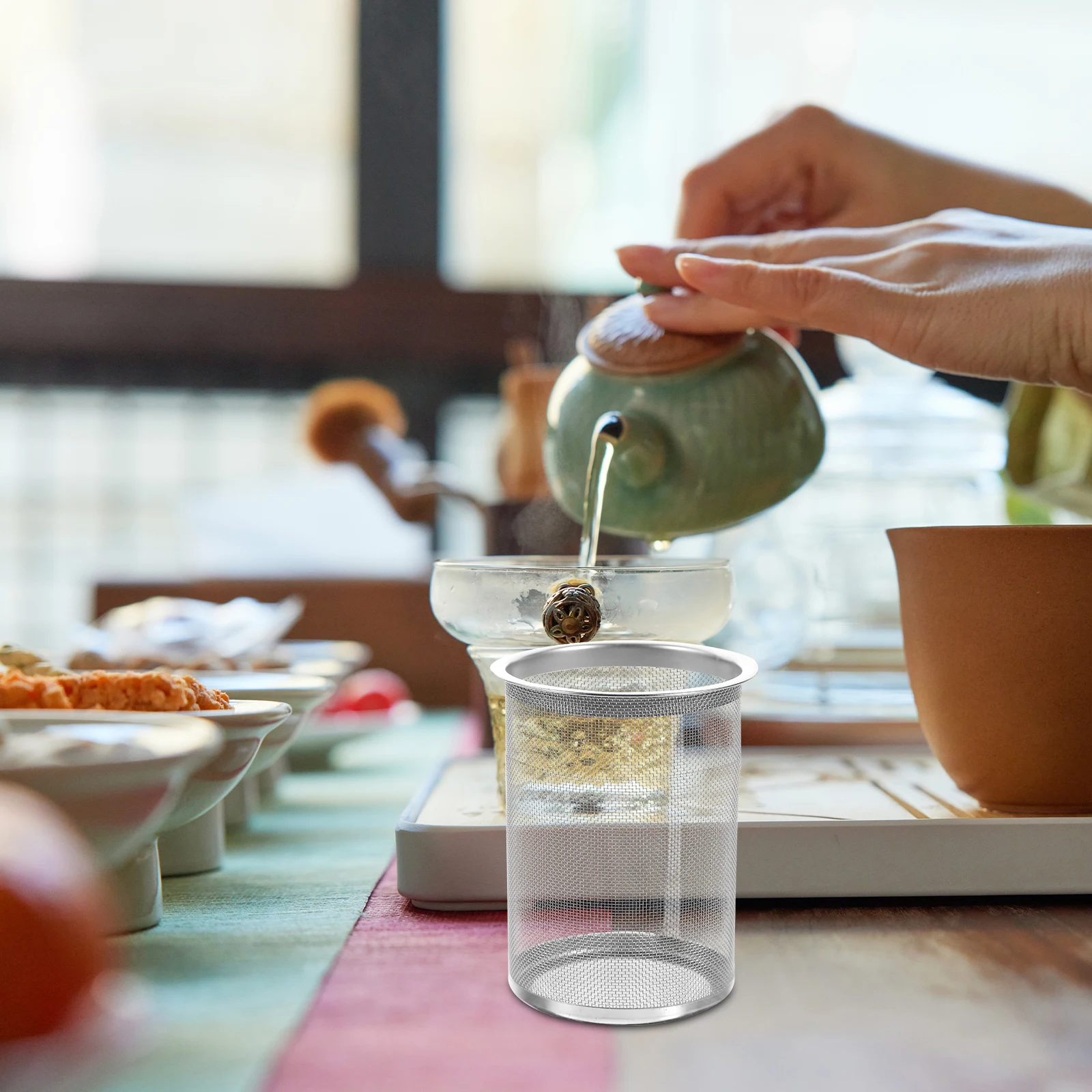 

Stainless Steel Teapot Infuser Fine Mesh Filters for Loose Leaf Tea Black Oolong Coffee Residue Strainer Pot