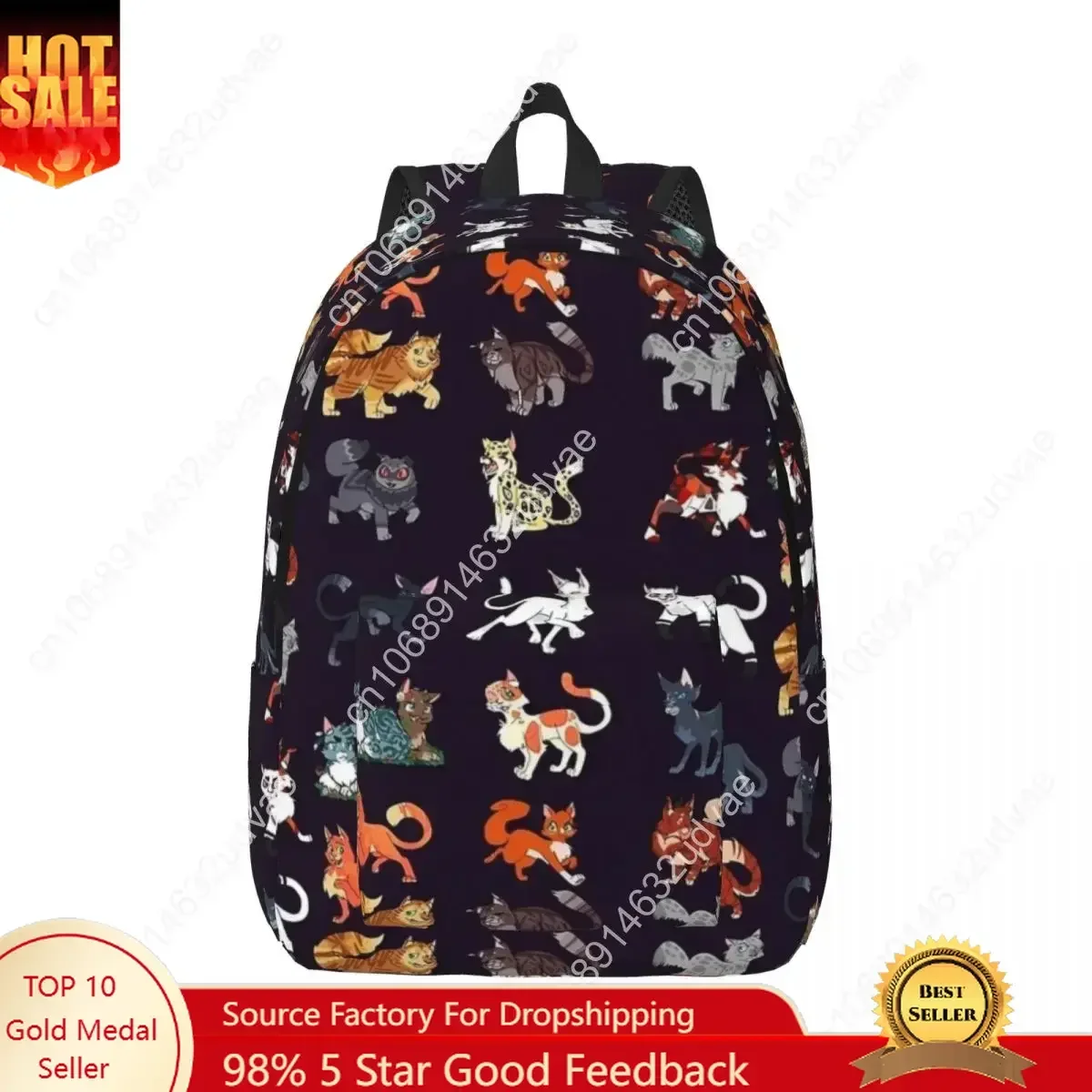 Warrior Cute Cats Lovers Backpack  Student School Bookbag Cool Canvas Daypack Preschool Kindergarten Bag Outdoor