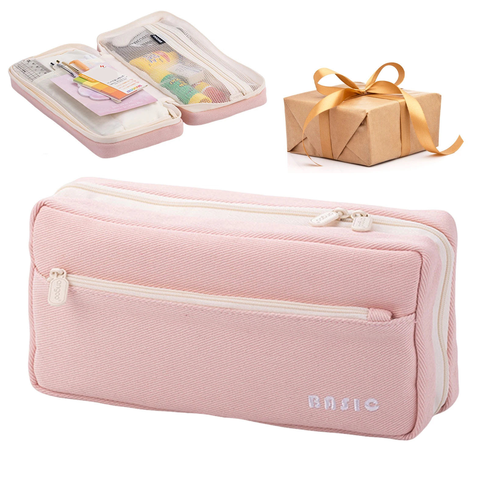 Purple/Pink Pencil Case Category Placement Drop-proof Pen Box for Kids Students Stationery Accessories