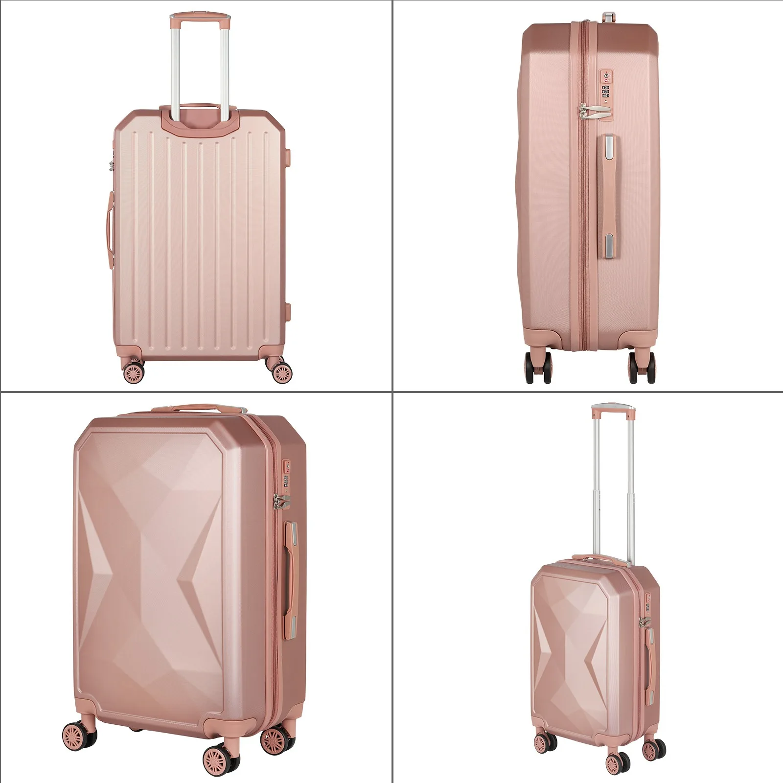 3PCS Luggage Set with Silent Spinner Wheel ABS+PC Lightweight TSA Lock 20''/24''/28'' Family Travel Suitcase Set