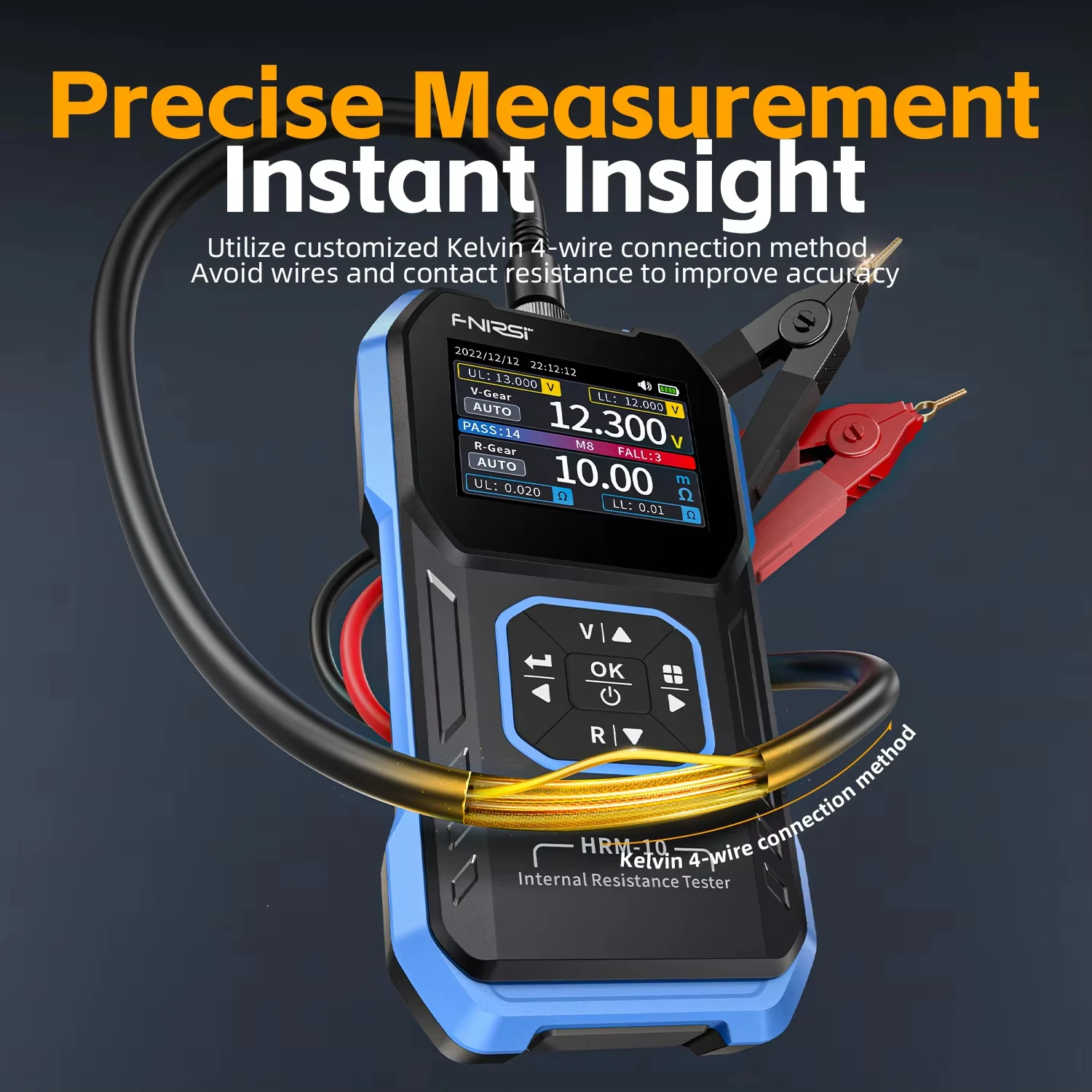 FNIRSI HRM-10 High-precision Battery Voltage Internal Resistance Tester 18650 AC Acid Lithium Lead Car Battery Capacitor Tester