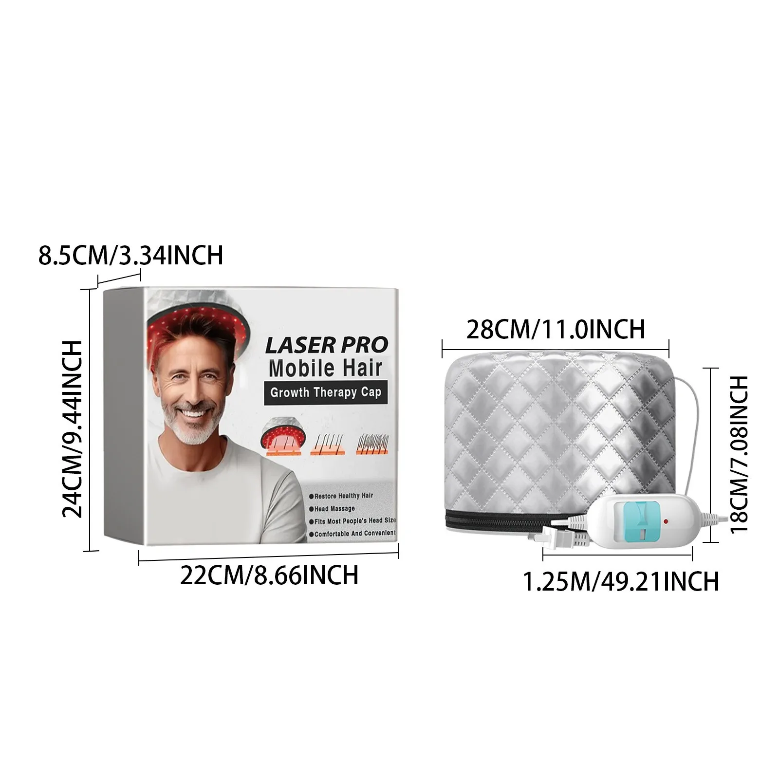 Hoegoa dense hair care cap 1PC soft dense hair scalp care heating massage cap mobile hair growth cap temperature adjustable